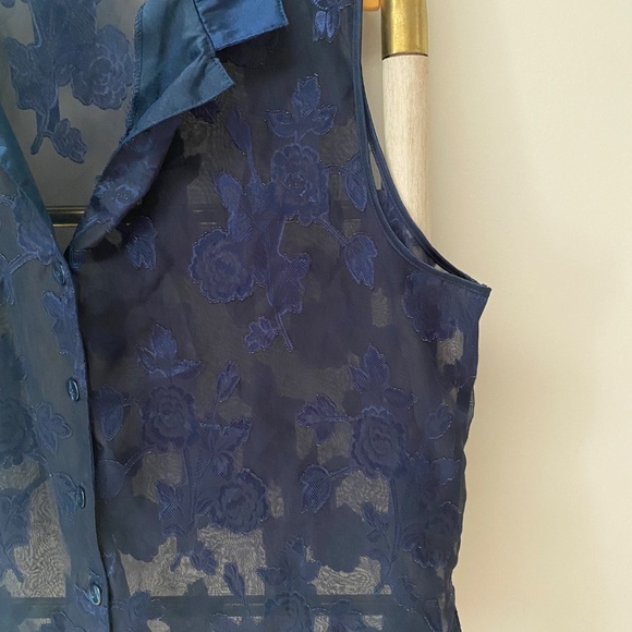 Oscar De La Renta Pink Label Lace Floral Sleeveless Blouse Shirt Top Size 1X - Picture 5 of 7